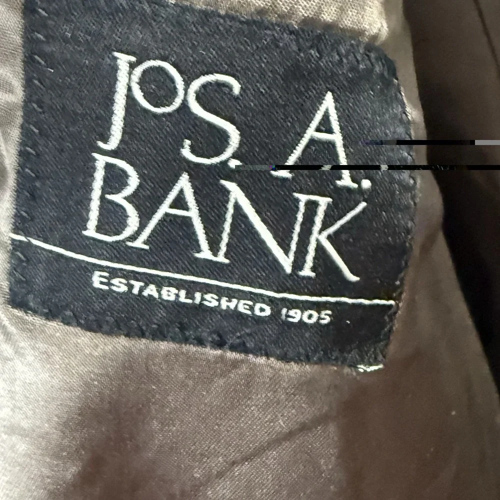 Jos A Bank 42L Brown Blazer Windowpane Wool Elbow Patch 2 Button Jacket